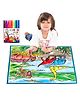 FunBlast Dinosaur World Theme Washable Coloring Mat with Sketch Pens