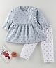 Mom's pet Full Sleeves Hearts Printed Fleece Dress With Leggings - Pink