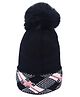 CrayonFlakes Abstract Design & Pom Pom Detailed Woolen Cap - Black