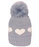 CrayonFlakes  Heart Design & Pom Pom Detailed Woolen Cap - Grey