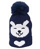 CrayonFlakes Animal Face & Pom Pom Detailed Woolen Cap - Blue
