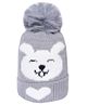 CrayonFlakes Animal Face & Pom Pom Detailed Woolen Cap - Grey