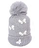 CrayonFlakes Pearl Embellished & Pom Pom Detailed Woolen Cap - Grey