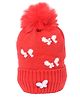 CrayonFlakes Pearl Embellished & Pom Pom Detailed Woolen Cap - Red