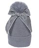 CrayonFlakes Bow & Pom Pom Detailed Woolen Cap -Grey