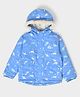 Mi Arcus Full Sleeves Dinosaur Printed  Woven Plain Jacket - Blue