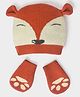 Mi Arcus 100% Cotton Animal Face Knitted Cap & Mitten Set  - Brown-  Diameter 26 Cms