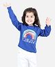 BownBee Full Sleeves Rainbow Sequin Embellished Silk Blended Sweatshirt - Blue