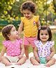 Babyhug 100% Cotton Knit Front Open Vest Floral & Heart Print Pack of 3 -White Pink & Yellow