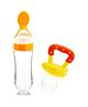 NeonateCare Infant Squeezy Silicone Spoon Food Feeder and Fruit Pacifier- pack of 2 - ( Spoon feeder -  fruit feeder) - Yellow