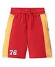 Pine Kids Cotton Terry Knit Above Knee Length Numeric Printed Shorts - Red