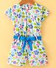 Dew Drops Sinker Half Sleeves Jumpsuits Floral Printed - Offwhite & Blue