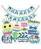 Wobbox Happy Birthday Props, Happy Birthday Banner, Baby Shark Theme Decoration Items Blue -Pack Of 14