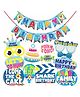 Wobbox Happy Birthday Props, Happy Birthday Banner, Baby Shark Theme Decoration Items Multi Color -Pack Of 14