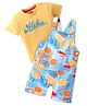 Babyhug 100% Cotton Knit Dungaree with Half Sleeves Inner T-Shirt Fruit  Print - Multicolor