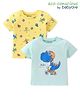 Babyoye 100% Cotton with Eco Jiva Finish Half Sleeves T-Shirts with Dino Print Pack of 2 - Yellow & Blue