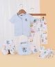 Babyhug 100 % Cotton Baby Clothing Gift Sets Animal & Vehicle Pack of 7 - Blue