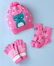 Model Set of Woollen Cap Gloves Socks Cat Print - Diameter 10 cm (Colour May Vary)