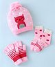 Model Set of Woollen Cap Gloves Socks Cat Print - Diameter 10 cm (Colour May Vary)
