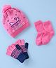 Model Set of Woollen Cap Gloves Socks Animal Print - Diameter 10 cm (Colour May Vary)