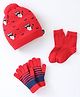 Model Set of Woollen Cap Gloves Socks Animal Print - Diameter 11.5 cm (Colour May Vary)