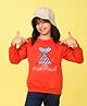 NUSYL Fleece Full Sleeves Placement Mermaid Tail Printed Oversized Sweatshirt - Red