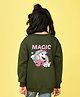 NUSYL Fleece Full Sleeves I Believe In Unicorn Text Printed Oversized Sweatshirt - Green