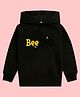 NUSYL Full Sleeves Honey Bee Printed Hooded Sweatshirt - Black