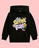 NUSYL Full Sleeves Extra Fun With Flowers Printed Hooded Sweatshirt - Black