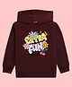 NUSYL Full Sleeves Extra Fun With Flowers Printed Hooded Sweatshirt - Burgundy