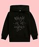 NUSYL Full Sleeves Magic Is You Printed Hooded Sweatshirt - Black
