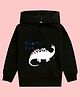 NUSYL Full Sleeves Princess Dinosaur Printed Hooded Sweatshirt - Black