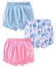 Babyhug 100% Cotton Knit Floral Print Bloomers Pack of 3 - Pink & Blue