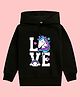 NUSYL Full Sleeves Unicorn Love Printed Hooded Sweatshirt - Black