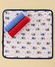 OHMS Cotton Terry Knit Towel & Wrappers Solid Colour & Elephant Print Pack of 3 L 40 X B 40 cm - Blue Red & White
