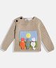 MayRa Knits Full Sleeves Cats In The Garden Designed Hand Knitted Woollen Sweater - Brown