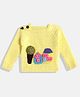 MayRa Knits Full Sleeves Tree & House Design Detailed Woollen Hand Knitted Sweater - Yellow