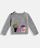 MayRa Knits Full Sleeves Tree & House Patch Design Detailed Woollen Hand Knitted Sweater - Grey