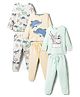 Bonfino Cotton Knit Full Sleeves Co-ords Night Suit Turtle Print Pack Of 3 - Off White Mint Green & Light Yellow