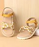 Babyoye Solid Sandals With Velcro Closure & Braid Straps - Mustard