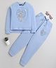 Tiara Full Sleeves Heart Sequin Embellished  Single Jersey Winter Jogger Set - Blue
