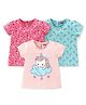 Babyhug Cotton Knit Half Sleeves Stars & Unicorn Printed T-Shirts Pack of 3 - Pink & Turquoise