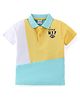 Babyhug Cotton Knit Half Sleeves Cut & Sew with Text Applique Polo T-Shirt - Yellow & Blue