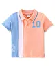 Babyhug Cotton Knit Half Sleeves Cut & Sew Polo T-Shirt Text Print- Peach & Blue