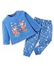 Babyhug Cotton Knit Single Jersey Full Sleeves Fox & Snowflakes Print Night Suit- Blue