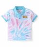 Babyhug Cotton Half Sleeves Tie & Dye Polo T-Shirt With Bus Patch - White