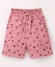 Cucumber Cotton Woven Mid Thigh Length Shorts Palm Tree Print - Peach