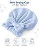 Hair Drying Cap with Bow Applique -Blue