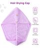 Hair Drying Cap with Show Button Soild Colour- Purple