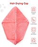Hair Drying Cap with Show Button Soild Colour- Pink